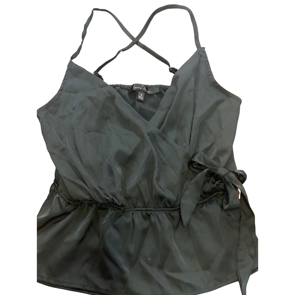 Love Tree Black Wrap Cami Top Crisscross Strappy Sleeveless Blouse